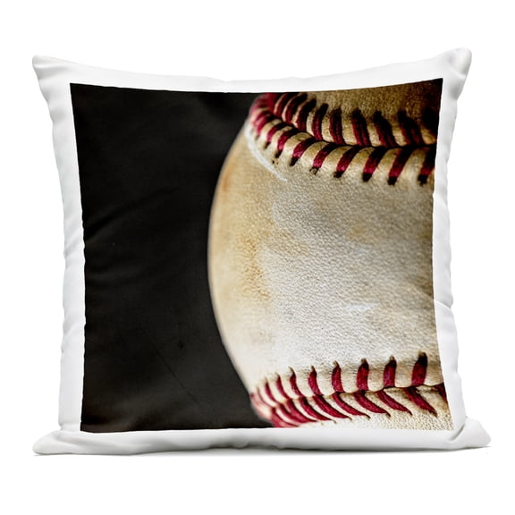 Stupell Industries Baseball Closeup On Black Outdoor Printed Pillow design by Kim Allen, 18 x 7 x 18