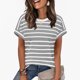 thumbnail image 2 of Camisas de Cuello en V de Manga Corta para las Mujeres Impresión de Rayas Blusa de Verano de Primavera de Moda, Camiseta de Mujer de Manga Corta, 2 of 7