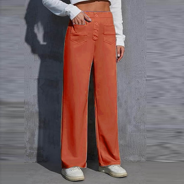 WILLBEST Pantalones Casuales para Mujer 2025, de Cintura Alta, Rectos, con Botones, para Trabajo y Negocios, con Bolsillos. Extra Grande