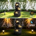 thumbnail image 6 of mdj pottery Outdoor Water Fountain, 25.6" Tall Resin Waterfall Fountain with LED Lights, 4-Tiered Rock Cascading Fountain for Patio Garden Decor - Black, 6 of 8