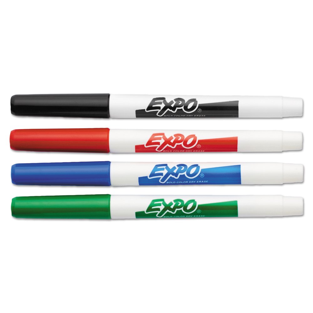 EXPO Dry Erase Markers with Plastic Pocket Sleeve, Fine Point, Assorted