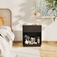 thumbnail image 3 of Fluted Nightstands Set Of 2, Modern Mid - Century Wood Bedside Table With Drawer & Open Storage Shelf, End Table For Bedroom, Living Room, Office, Sofa Side Couch Black, 3 of 9