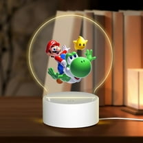 Super Mario Pet Round Acrylic Night Light Decoration USB Cable LED Lamp Base with Touch Control Adjustable 3 Light Modes Nightlight Decor