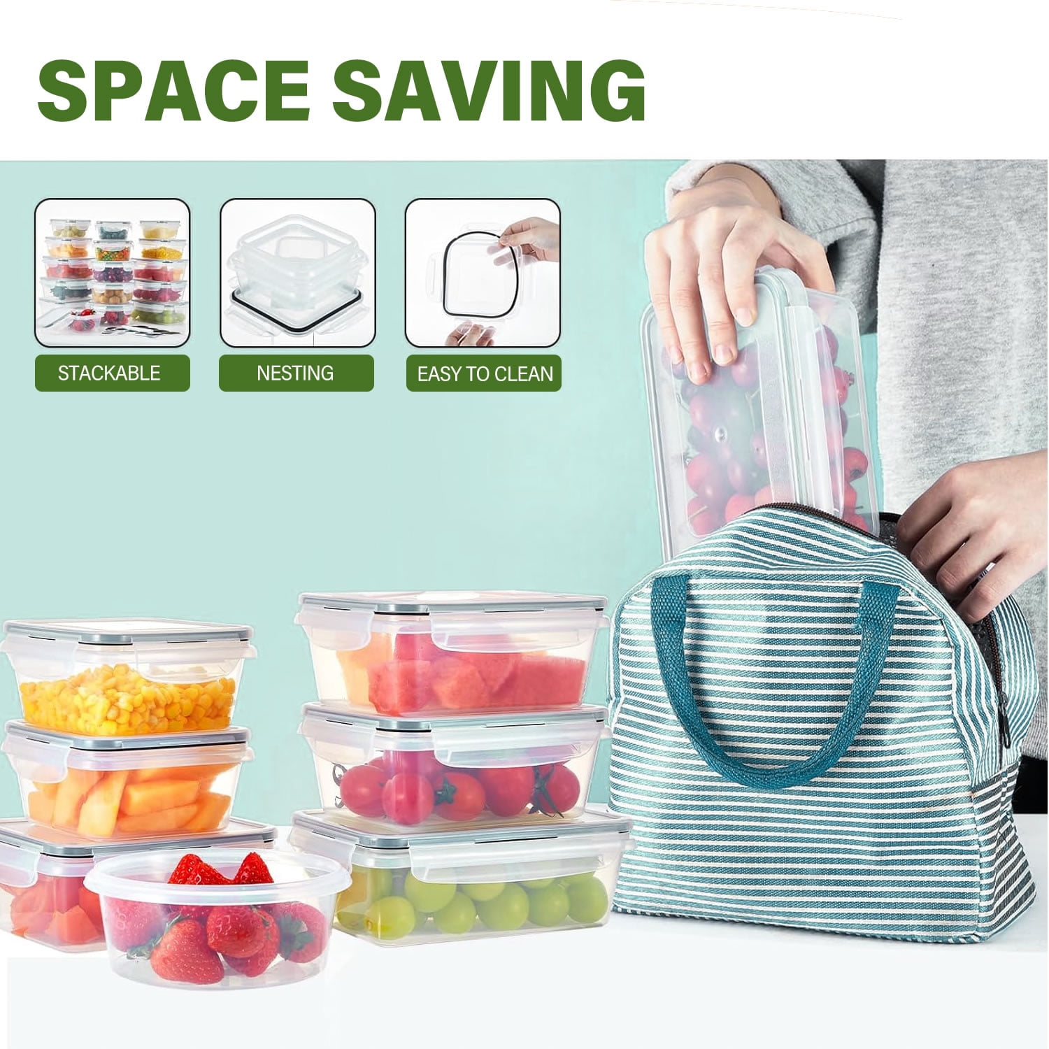 Stelive 56 Pack Food Storage Container Set, Leak Proof Lunch Boxes, Microwave, Dishwasher & Freezer Safe, BPA-Free Clear Plastic Storage Containers for Home & Kitchen Organization with Labels & Pen