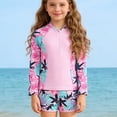 thumbnail image 5 of SGMVNU Girls Rash Guard Swimsuit Two Piece Bathing Suit Full Coverage Long Sleeve Swimwear with Shorts, Size 7-8 Years, cl4-Pink, 5 of 8