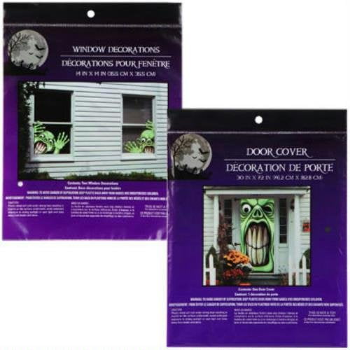 Bundle 1 Creepy Green Monster Door Cover And 2 Evil Goblins