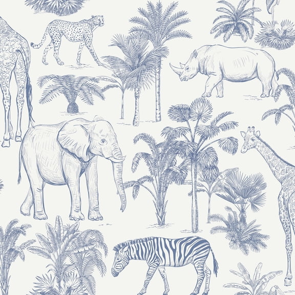 Fine Decor Ansaldo Blue Safari Wallpaper