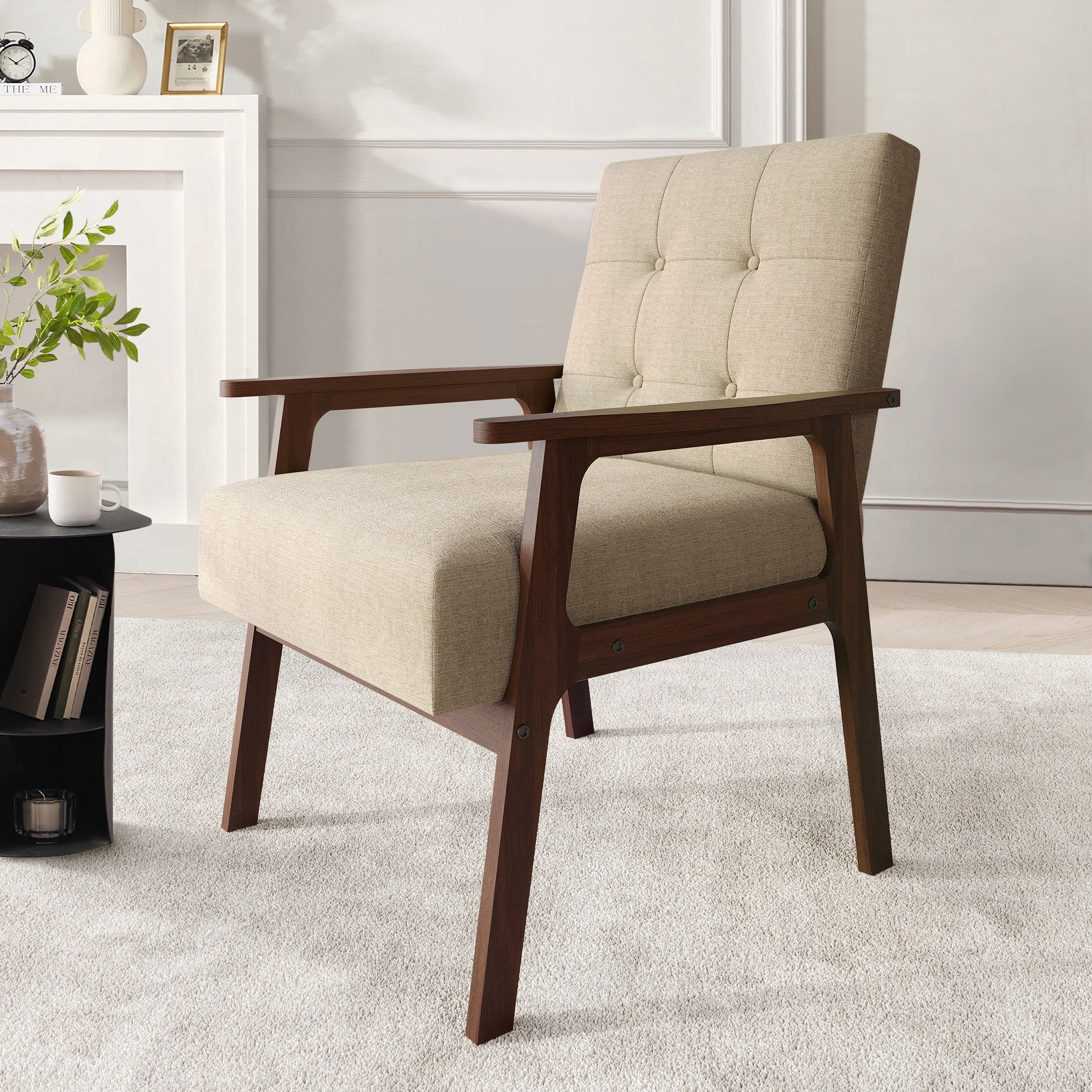 Castle Place Shabby Chic Accent Chair, Beige