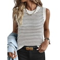 thumbnail image 2 of Womens Sweater Vest Top Striped Sleeveless Lightweight Knit Tank Tops 2026 Summer Spring Clothes Vacation Outfits, S, 2 of 7