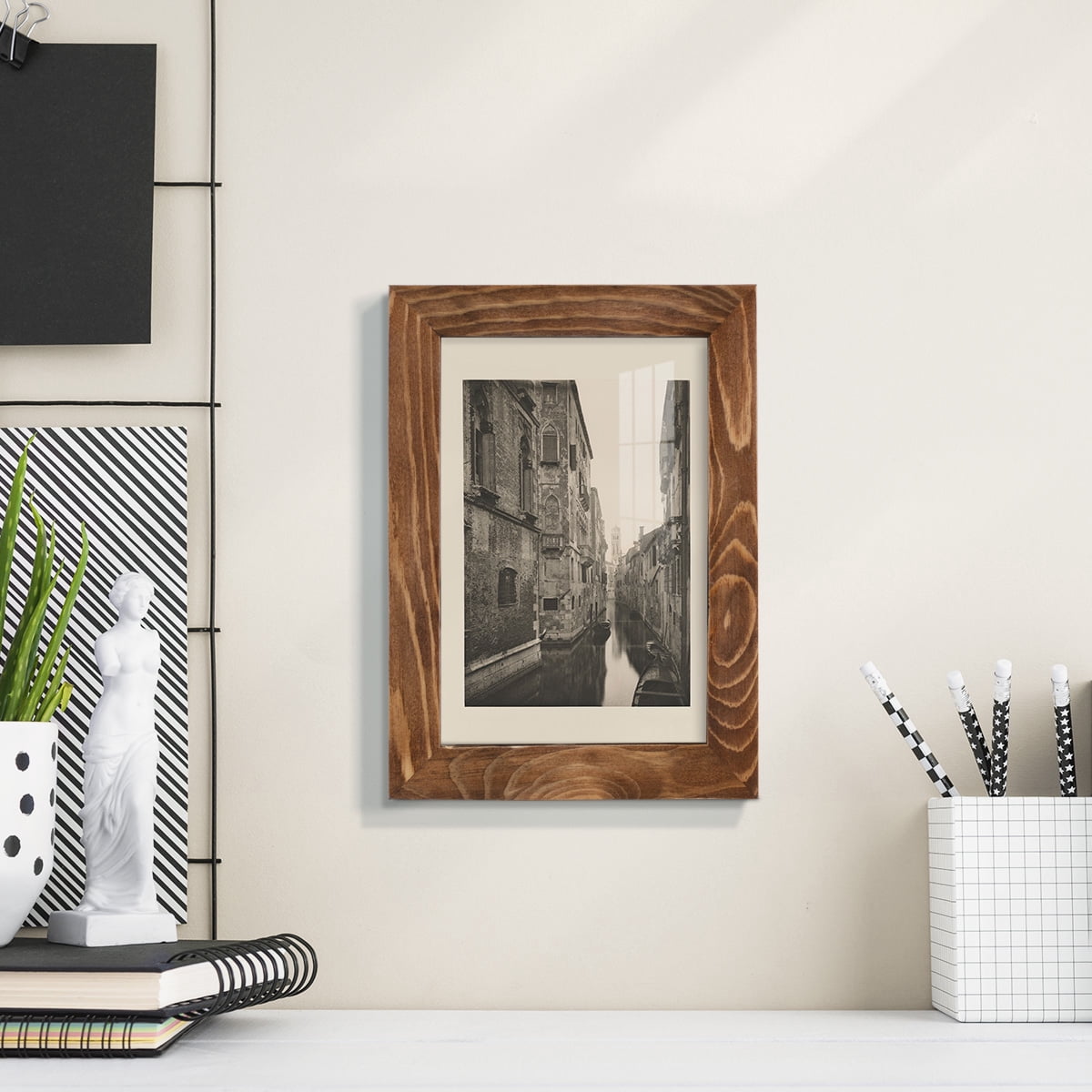 Vintage Views of Venice V - Framed Print w/glass - Walnut