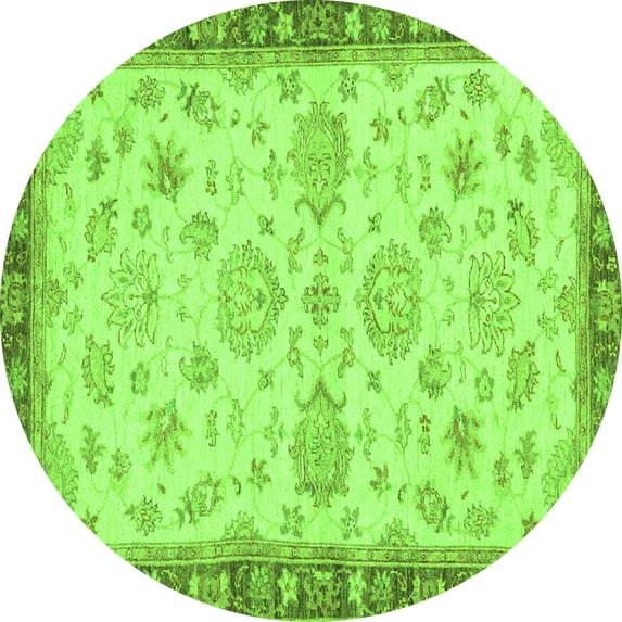 Ahgly Company Indoor Round Oriental Green Traditional Area Rugs, 8' Round