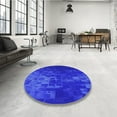thumbnail image 3 of Ahgly Company Indoor Round Patterned Bright Blue Area Rugs, 4' Round, 3 of 6