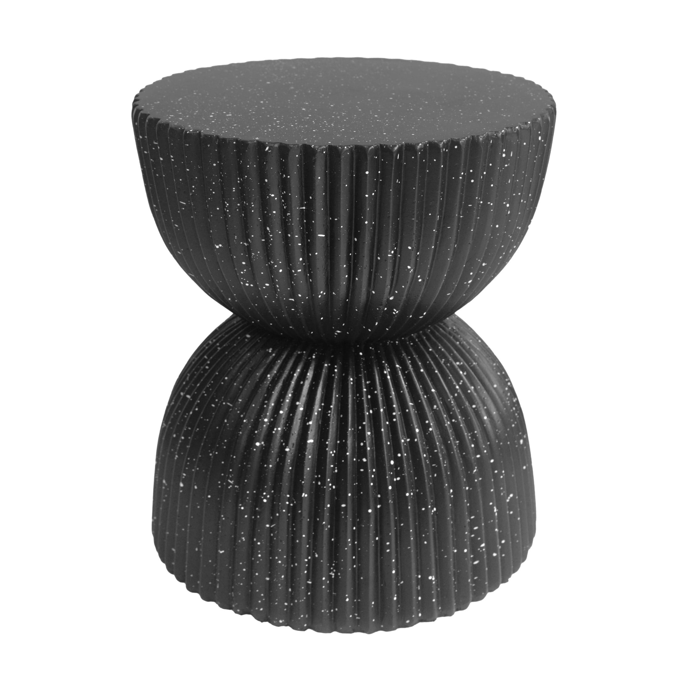 Christopher Knight Home 15.36" Modern Ribbed Hourglass MGO Side Table, Outdoor Indoor Use, Black