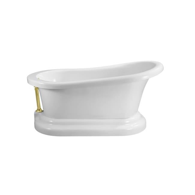 60 in. Soaking Freestanding Tub with External Gold Drain 100 gal