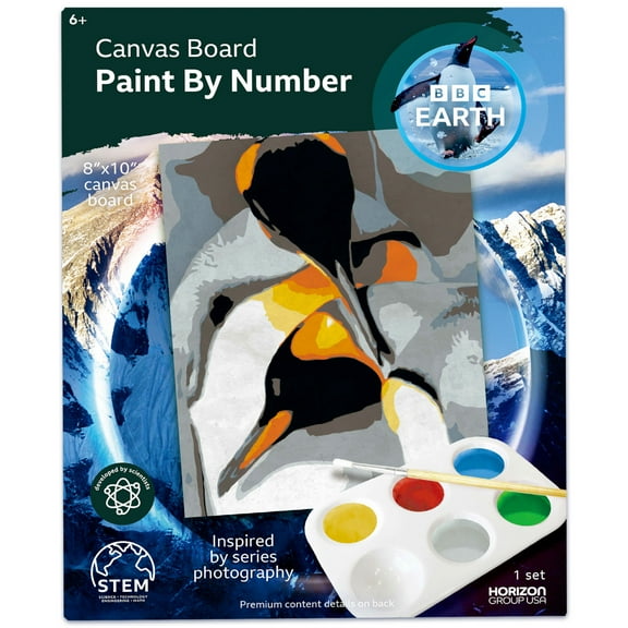 BBC Earth Canvas Board Paint by Numbers, Penguin