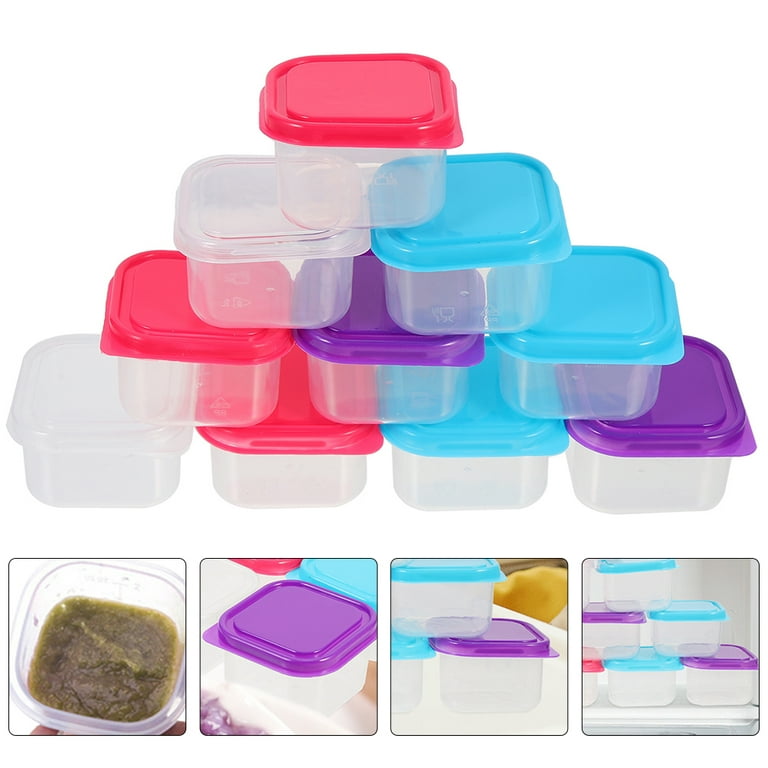 Frcolor 24pcs Small Freezer Boxes Reusable Freezer Food Containers Portable Food Boxes Refrigerator Containers, Size: 6.5X6.5X4CM