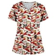 thumbnail image 1 of 2025 T-Shirts pour Femmes, T-Shirts Femmes, T-Shirts à Manches Courtes Col en V pour Femmes Hauts Uniforme de Travail Chemises de Noël pour Femmes Manches Longues, 1 of 1