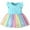 Blue, variant on WIBACKER Toddler Baby Girl Short Sleeve Tutu Dress Kids Summer Pricess Dresses Party Tulle Rainbow Sundress