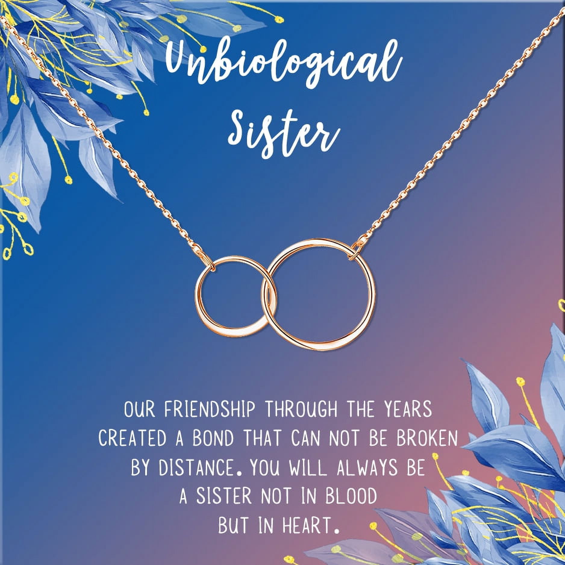 Anavia Unbiological Sister Gift Jewelry, Soul Sister Card Necklace, Sister Best Friend Gift, Big Little Sorority Card Gift-[Rose Gold Infinity Double Ring, Blue-Orange Gift Card]