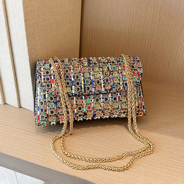 Bolso Hombro para El Noche Diamantes Imitación Mujeres Con Correa Ajustable La Cadena Embrague Fiesta Bodas
