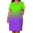 thumbnail image 3 of Vestido de novia con bolsillos sueltos, degradado en tonos morado neón y verde neón, vestidos de novia para fiestas, vestidos largos con velo, 3 of 7