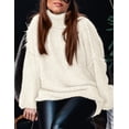 thumbnail image 3 of Suéter PRETTYGARDEN Otoño 2025 Cuello Alto Tejido Grueso Blanco S, 3 of 8