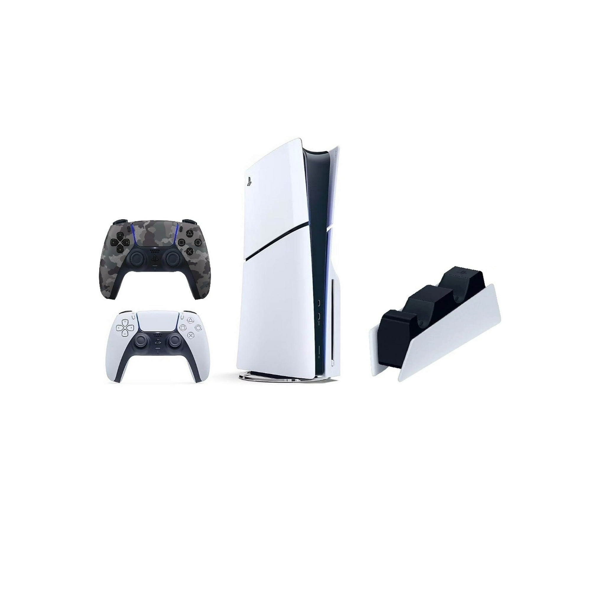 Sony Playstation 5 Slim 1TB Console Bundle with White & Gray Camo Controllers and DualSense Charging Station SNY-BD-PS5SLIM