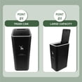 thumbnail image 3 of WEUVEB Trash Can Black Plastic 90 Degree Lid Opening Kitchen 1Pack, 3 of 8