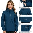 thumbnail image 3 of Rain Jackets for Women, Waterproof Raincoat with Pockets & Hoods, Lightweight Windbreaker Windproof Hooded Jacket for Outdoor Hiking Travel Vacation, Blue M, 3 of 9