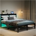 thumbnail image 3 of Full Size Bed Frame with RGBW LED Headboard and USB Charging Ports, Under Bed Storage Platform, Noise Free Heavy Duty Metal Frame, No Box Spring Needed, 3 of 10