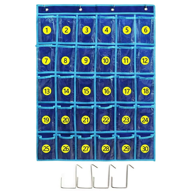 Organizador de joyas para colgar en la pared o en la puerta del armario con 30 bolsillos transparentes 635x80cm