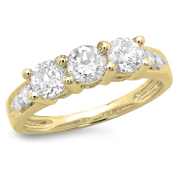 Dazzlingrock Collection 1.33 Carat (ctw) 18K Round Diamond Ladies Anniversary Wedding Stackable Band, Yellow Gold, Size 6.5
