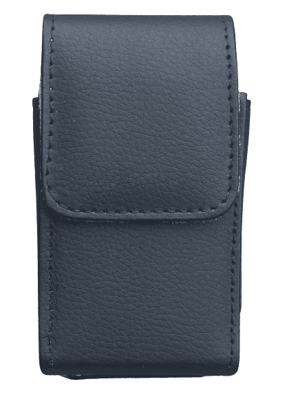 Black leather case with fixed clip fits Orbic Journey V and Journey L Flip Phone