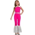 thumbnail image 1 of Hansber Combinaisons de Danse Disco Sans Manches à Sequins pour Filles Enfants Rose Vif 16, 1 of 5