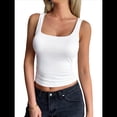 thumbnail image 1 of Camiseta Sin Mangas con Cuello Cuadrado para Mujer, de Doble Capa, Básica, para Entrenamiento de Verano, Informal XL, 1 of 8