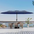 thumbnail image 1 of 15ft Large Patio Umbrella with Base & Solar Lights-Rectangular Patio Umbrella with Crank Handle, UV Protection for Outdoor Market, 1 of 6