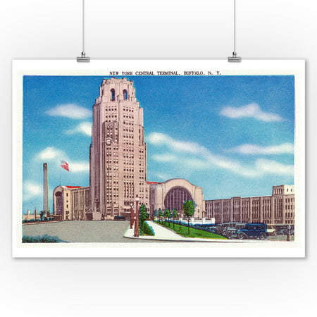 Buffalo, New York - Exterior View of the NY Central Terminal Bldg (9x12 Art Print, Wall Decor Travel