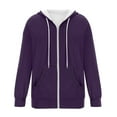 thumbnail image 3 of lnmuld Womens Zip Up Hoodies Women's Fashionable Casual Pocket Zipper Long Sleeved Hooded Solid Color Sweatshirt Size:S, 3 of 4