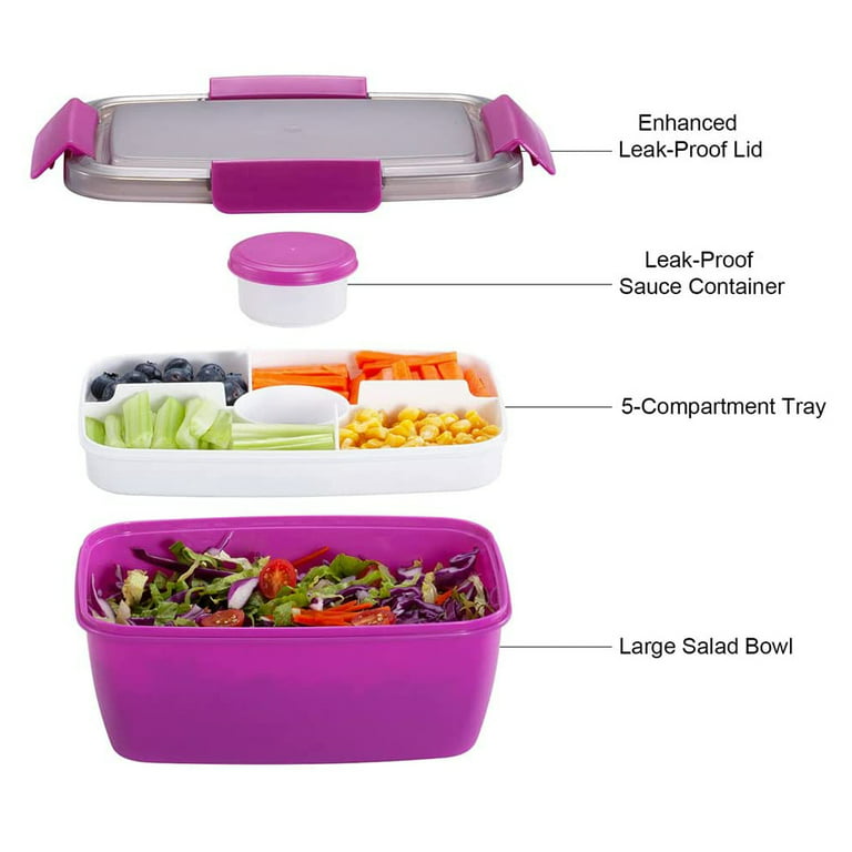 Caperci Large Salad Container with 68-oz Salad Bowl, Leakproof