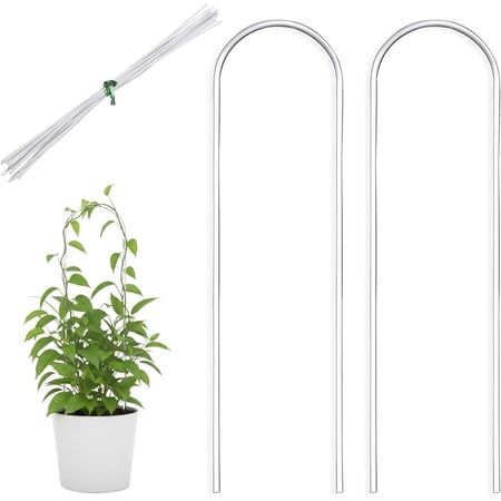 Tutuviw 2 Pcs U-Shaped Clear Acrylic Plant Supports Indoor/Outdoor Climbing Vine Trellis with 20 Ties for Potted Plants 15.7 x 3.9in Plant Support Hoya Trellis for Ivy and Tropical Houseplants
