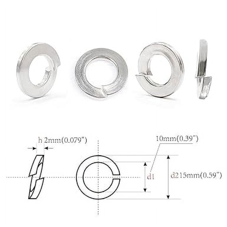 FASTENER TREE M10 Split Lock Washers, 304 Stainless Steel Spring Lock Washer for Bolts, 50 Pieces