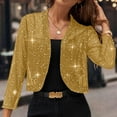thumbnail image 5 of Women's Sequin Sparkly Cropped Cardigan Dressy Casual Shrugs for Evening Dresses Long Sleeve Open Front Shiny Jacket Yellow S, 5 of 6