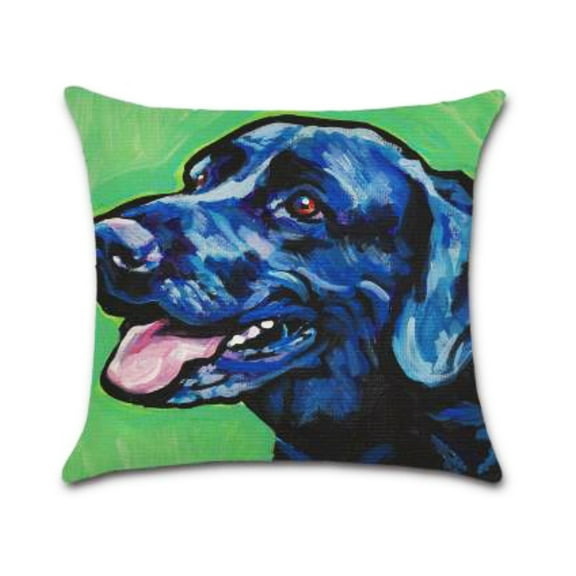 Set of 2 Pillow Covers 18x18, Labrador with green background Design Sofa Throw Pillow Covers / Cotton Linen Fabric Decorative Indoor / Outdoor Throw Pillow Case Set 45x45cm