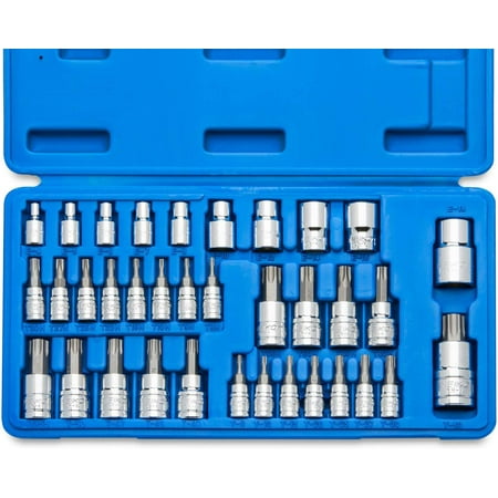 

External Torx Socket Bit | 35pc E Tamper Proof Security Star Female 1/4 3/8 1/2