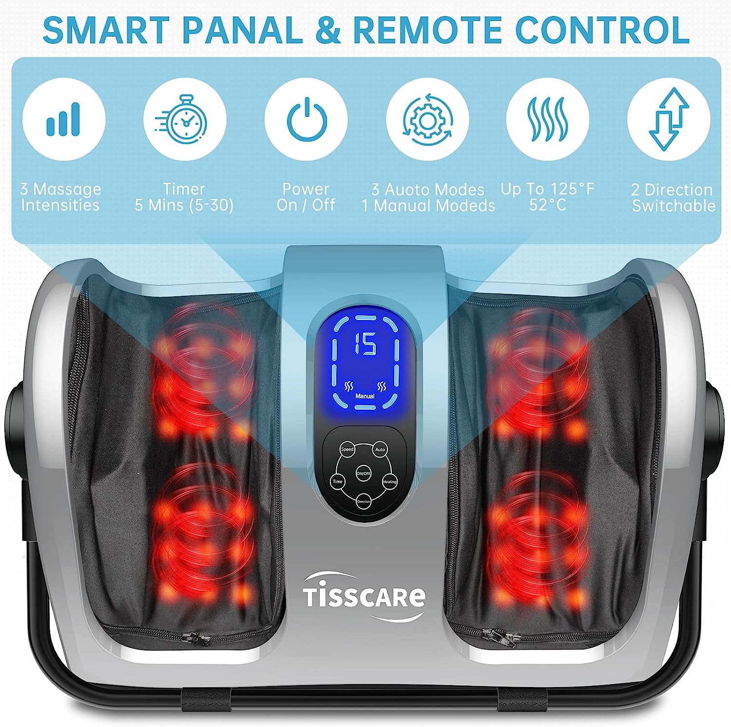 TISSCARE Shiatsu Foot Massager Machine with Heat- Kneading for Pain Relief, Plantar Fasciitis-Sliver