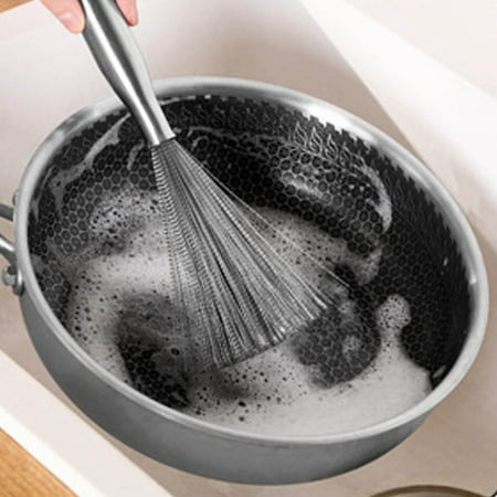 

Meitianfacai Stainless Steel Wooden Handle Pot Brush Kitchen Brush Pot Stain Remover Hangable Long Handle Household Cleaning Wash Pots And Pans