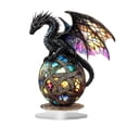 thumbnail image 2 of Gothic Stained Glass Dragon Statue, Colorful Figurine with Display Base, Ornamental Sculpture for Living Room Bedroom Office Bookshelf, Unique Home Gothic Decor, 2 of 6