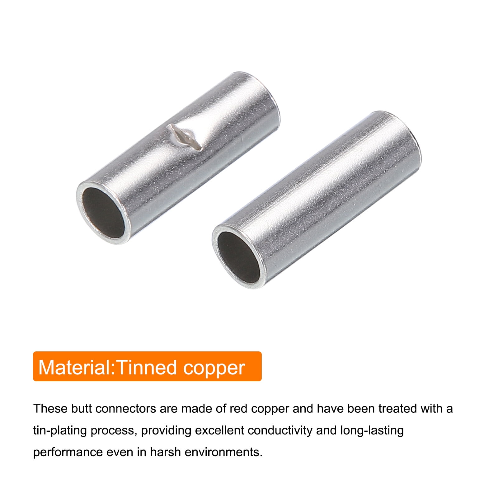 Uxcell 420Pcs Non Insulated Butt Connectors Tinned Copper Wire Connector for Electrical Wire Crimp Ferrule
