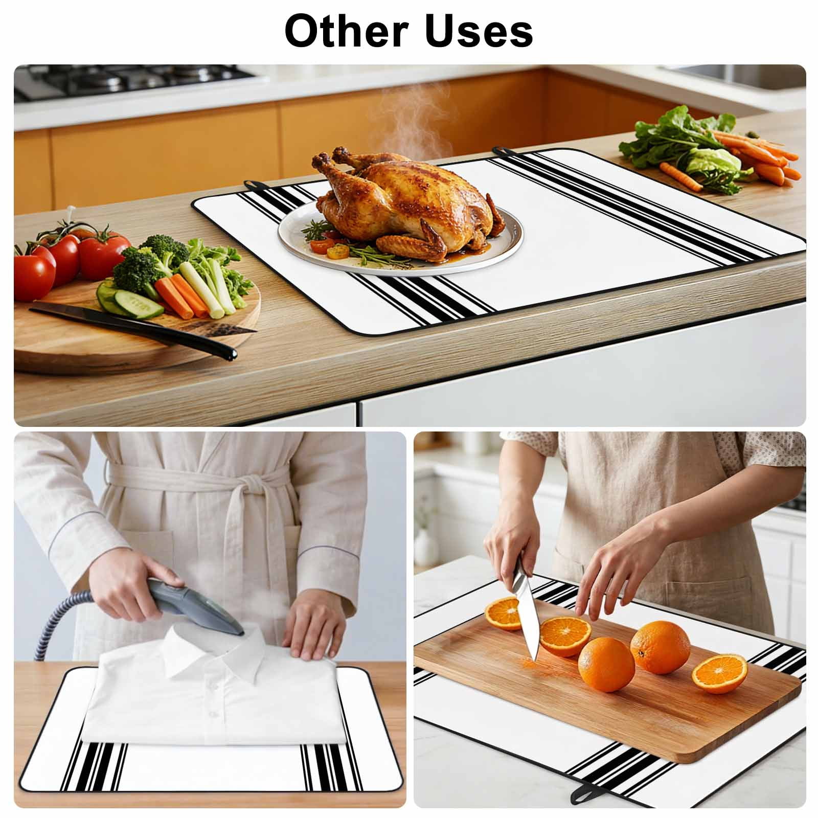 Black White Stripe, Stove Top Cover for Electric Stove, Heat-proof & Non Slip Glass Top Stove Cover Protector, Abstract Geometric Kitchen Flat Cooktop Rubber Mat 24x21 Inches