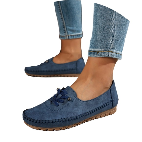 Women Wide Width Loafers Slip on Flat PU Upper Soft Comfortable Walking Shoes for Work Daily Spring Summer Autumn Wear
